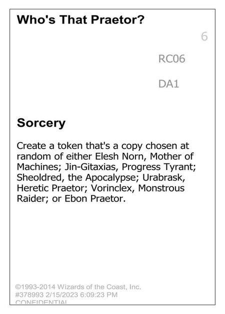 Who's that Praetor? - Un-Known Event Playtest Cards Magic: The Gathering trading card