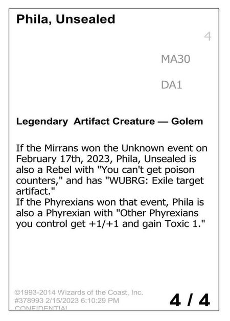 Phila, Unsealed - Un-Known Event Playtest Cards Magic: The Gathering trading card