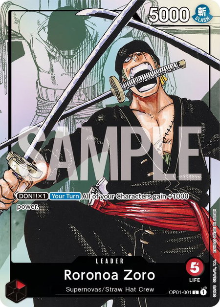 Roronoa Zoro - OP01-001 (Alternate Art) - One Piece Promotion Cards One Piece trading card