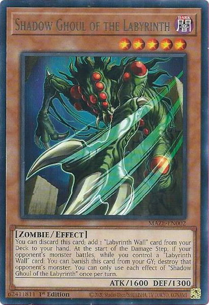 Shadow Ghoul of the Labyrinth trading card from Maze of Memories Shadow Ghoul of the Labyrinth - Maze of Memories YuGiOh trading card