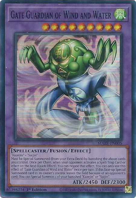 Gate Guardian of Wind and Water - Maze of Memories YuGiOh trading card