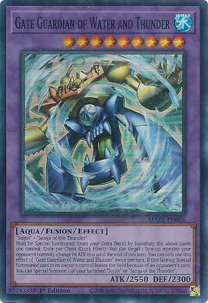 Gate Guardian of Water and Thunder - Maze of Memories YuGiOh trading card