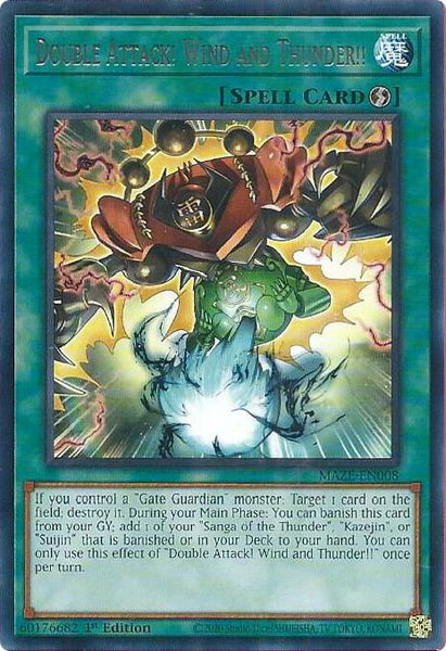 Double Attack! Wind and Thunder!! trading card from Maze of Memories Double Attack! Wind and Thunder!! - Maze of Memories YuGiOh trading card