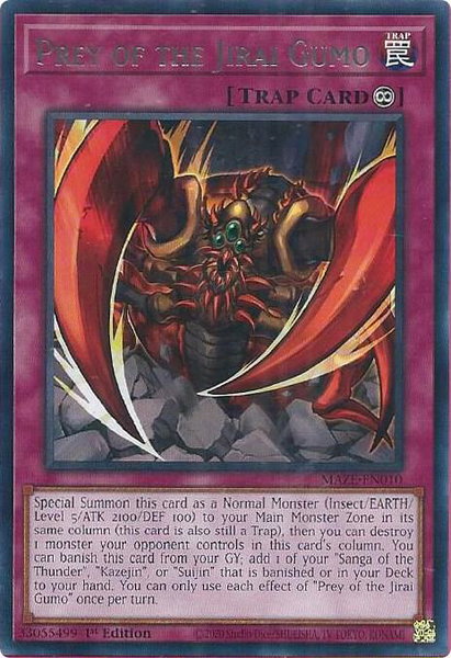 Prey of the Jirai Gumo trading card from Maze of Memories Prey of the Jirai Gumo - Maze of Memories YuGiOh trading card