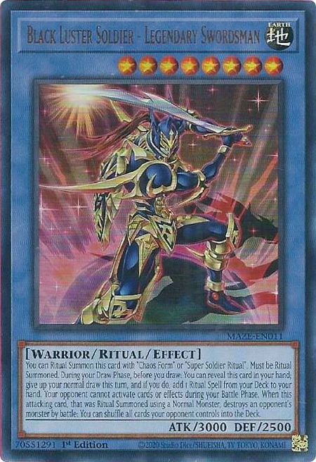 Black Luster Soldier - Legendary Swordsman - Maze of Memories YuGiOh trading card