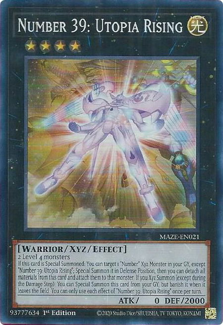 Number 39: Utopia Rising - Maze of Memories YuGiOh trading card