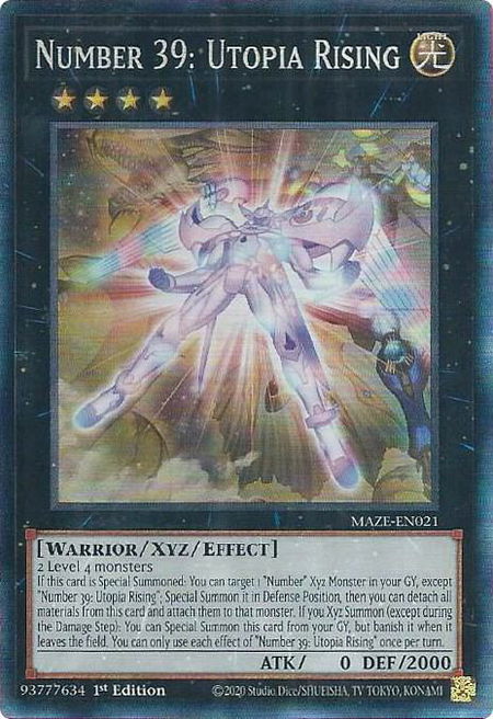 Number 39: Utopia Rising (CR) - Maze of Memories YuGiOh trading card