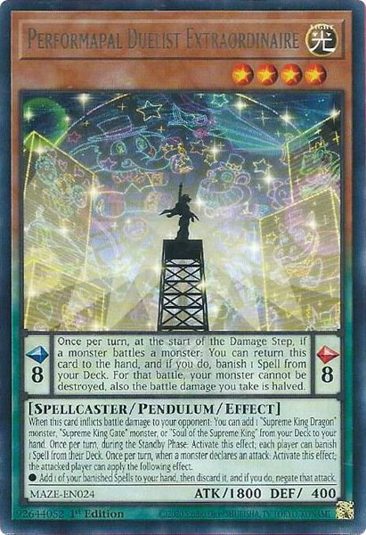 Performapal Duelist Extraordinaire - Maze of Memories YuGiOh trading card