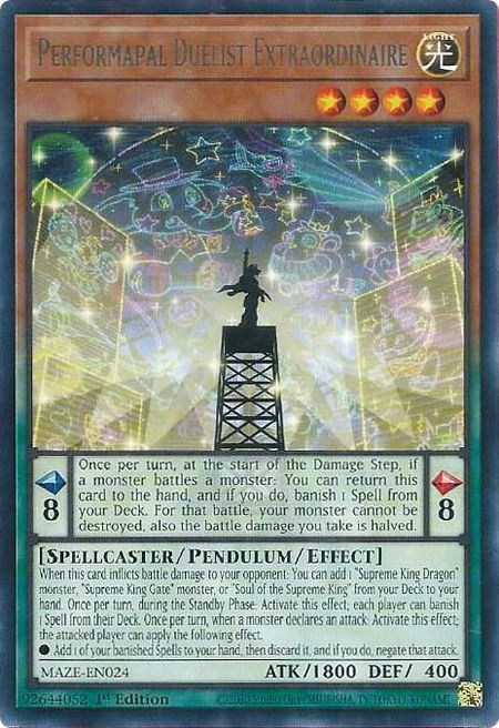 Performapal Duelist Extraordinaire - Maze of Memories YuGiOh trading card
