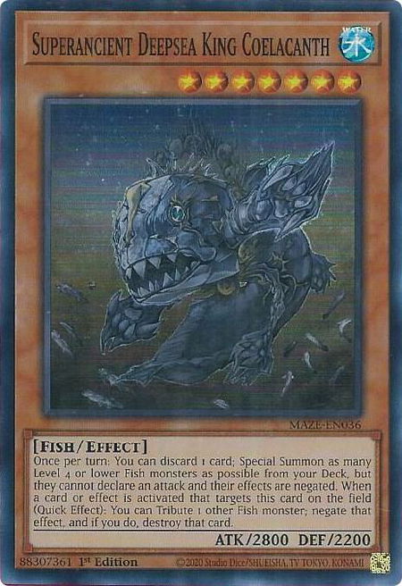 Superancient Deepsea King Coelacanth - Maze of Memories YuGiOh trading card