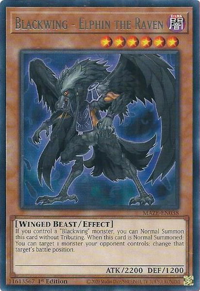 Blackwing - Elphin the Raven - Maze of Memories YuGiOh trading card