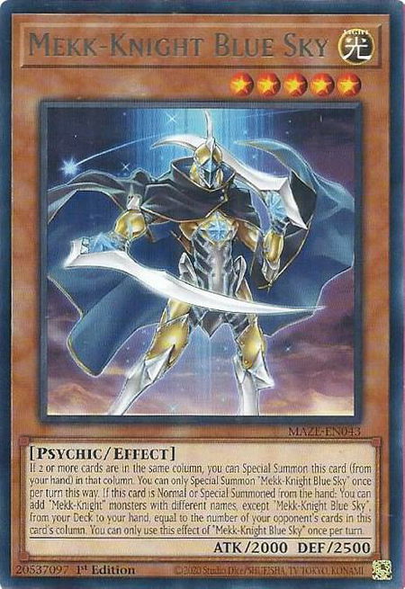 Mekk-Knight Blue Sky - Maze of Memories YuGiOh trading card