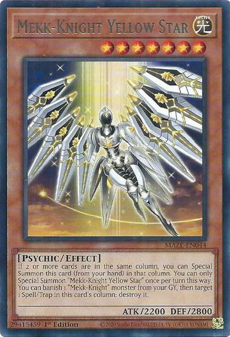 Mekk-Knight Yellow Star - Maze of Memories YuGiOh trading card