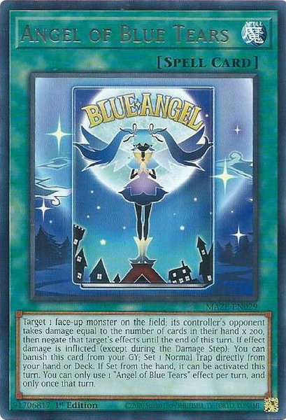 Angel of Blue Tears trading card from Maze of Memories Angel of Blue Tears - Maze of Memories YuGiOh trading card