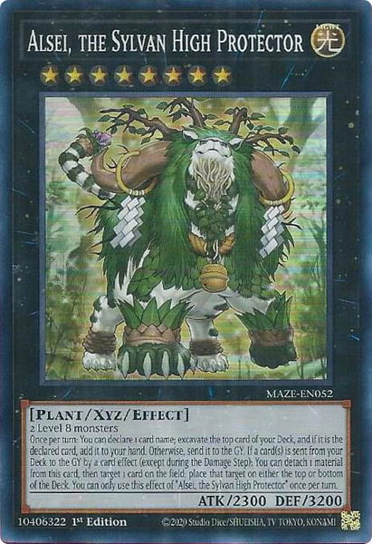 Alsei, the Sylvan High Protector trading card from Maze of Memories Alsei, the Sylvan High Protector - Maze of Memories YuGiOh trading card