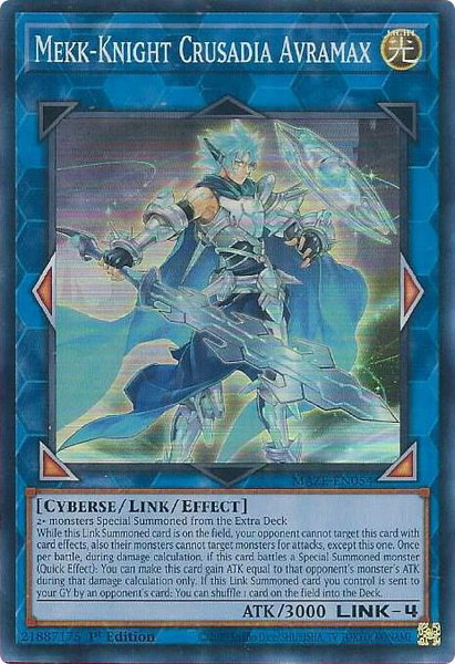 Mekk-Knight Crusadia Avramax trading card from Maze of Memories Mekk-Knight Crusadia Avramax - Maze of Memories YuGiOh trading card