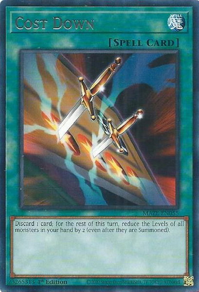 Cost Down trading card from Maze of Memories Cost Down - Maze of Memories YuGiOh trading card