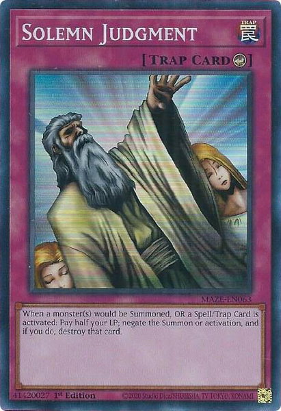 Solemn Judgment - Maze of Memories YuGiOh trading card