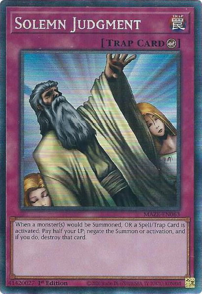 Solemn Judgment (CR) - Maze of Memories YuGiOh trading card