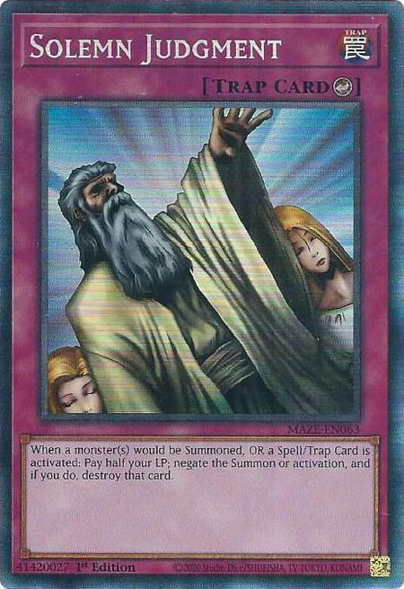 Solemn Judgment (CR) - Maze of Memories YuGiOh trading card
