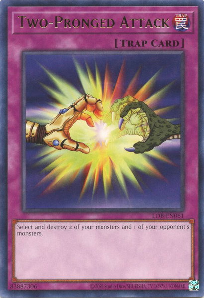 Two-Pronged Attack trading card from Legend of Blue Eyes White Dragon (25th Anniversary Edition) Two-Pronged Attack - Legend of Blue Eyes White Dragon (25th Anniversary Edition) YuGiOh trading card