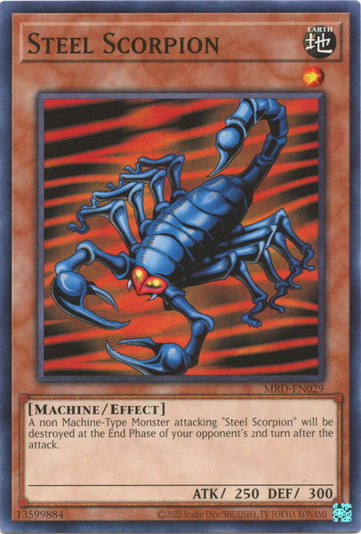 Steel Scorpion trading card from Metal Raiders (25th Anniversary Edition) Steel Scorpion - Metal Raiders (25th Anniversary Edition) YuGiOh trading card