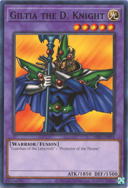Giltia the D. Knight trading card from Metal Raiders (25th Anniversary Edition) Giltia the D. Knight - Metal Raiders (25th Anniversary Edition) YuGiOh trading card