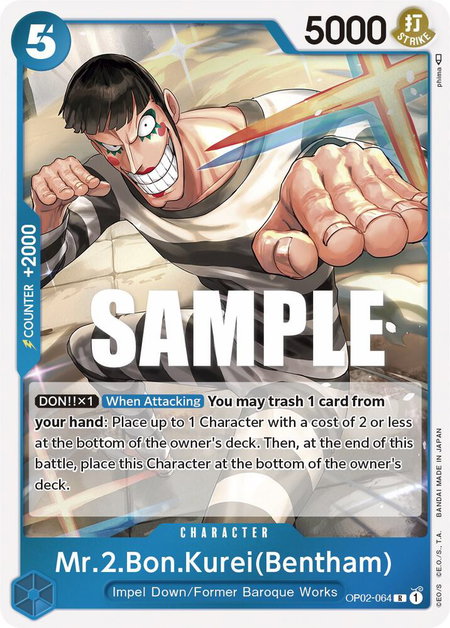 Mr.2.Bon.Kurei (Bentham) - Paramount War One Piece trading card