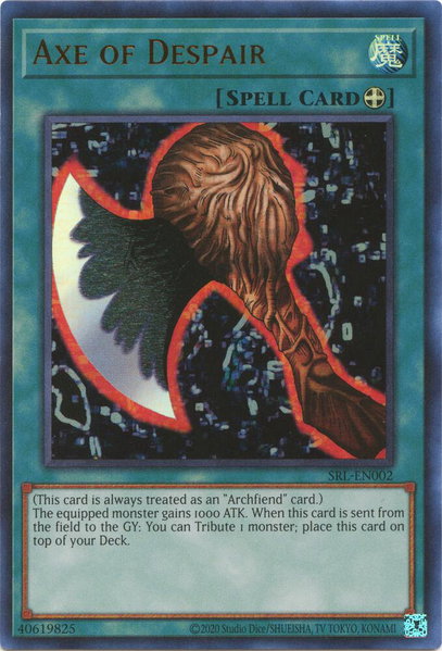 Axe of Despair trading card from Spell Ruler (25th Anniversary Edition) Axe of Despair - Spell Ruler (25th Anniversary Edition) YuGiOh trading card
