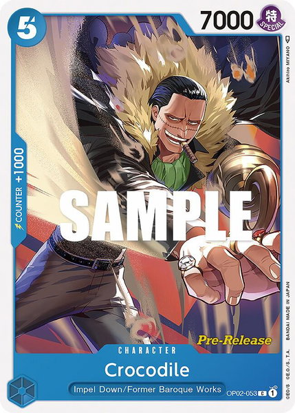 Crocodile trading card from Paramount War Pre-Release Cards Crocodile - Paramount War Pre-Release Cards One Piece trading card