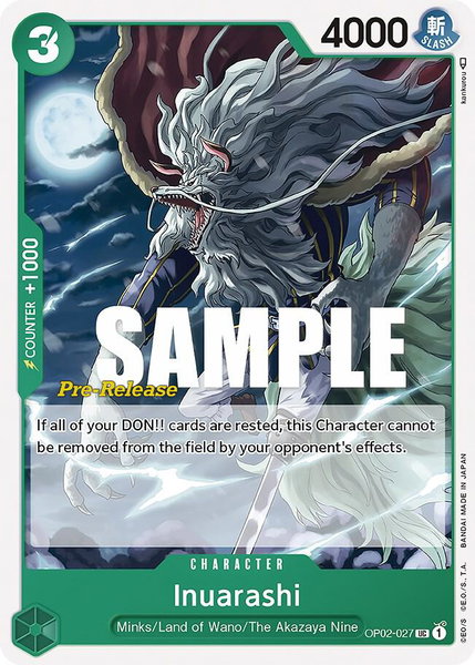 Inuarashi trading card from Paramount War Pre-Release Cards Inuarashi - Paramount War Pre-Release Cards One Piece trading card