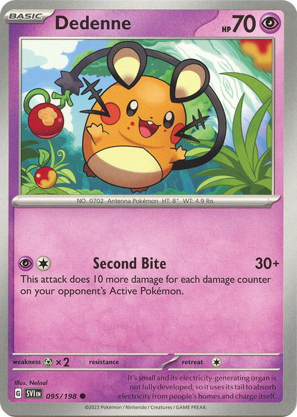 Dedenne - 095/198 trading card from SV01: Scarlet & Violet Base Set Dedenne - 095/198 - SV01: Scarlet & Violet Base Set Pokémon trading card