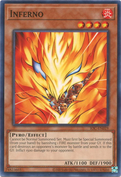 Inferno trading card from Invasion of Chaos (25th Anniversary Edition) Inferno - Invasion of Chaos (25th Anniversary Edition) YuGiOh trading card