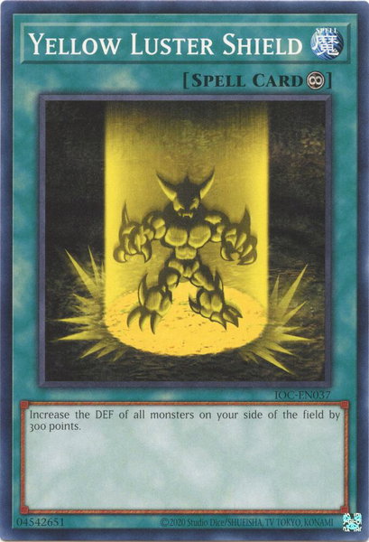 Yellow Luster Shield trading card from Invasion of Chaos (25th Anniversary Edition) Yellow Luster Shield - Invasion of Chaos (25th Anniversary Edition) YuGiOh trading card