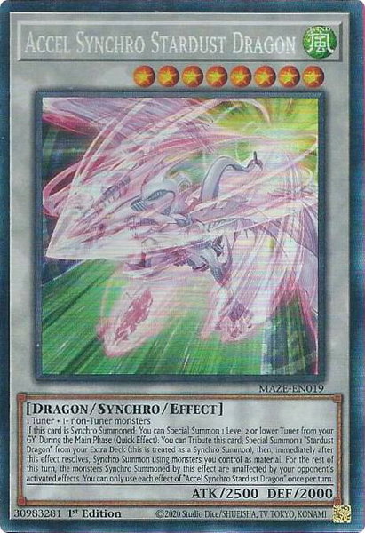 Accel Synchro Stardust Dragon (CR) - Maze of Memories YuGiOh trading card