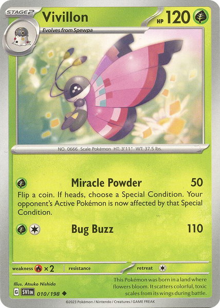Vivillon trading card from SV01: Scarlet & Violet Base Set Vivillon - SV01: Scarlet & Violet Base Set Pokémon trading card