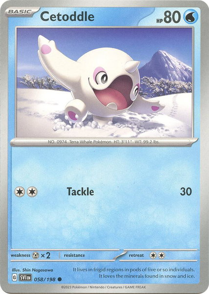 Cetoddle - 058/198 trading card from SV01: Scarlet & Violet Base Set Cetoddle - 058/198 - SV01: Scarlet & Violet Base Set Pokémon trading card
