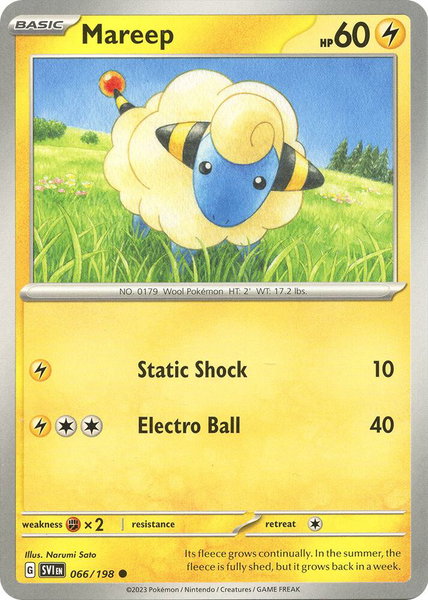 Mareep trading card from SV01: Scarlet & Violet Base Set Mareep - SV01: Scarlet & Violet Base Set Pokémon trading card