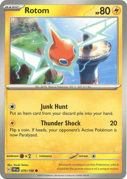 Rotom - 070/198 trading card from SV01: Scarlet & Violet Base Set Rotom - 070/198 - SV01: Scarlet & Violet Base Set Pokémon trading card