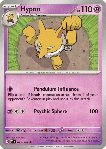 Hypno trading card from SV01: Scarlet & Violet Base Set Hypno - SV01: Scarlet & Violet Base Set Pokémon trading card
