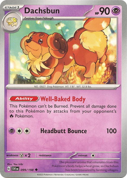 Dachsbun trading card from SV01: Scarlet & Violet Base Set Dachsbun - SV01: Scarlet & Violet Base Set Pokémon trading card