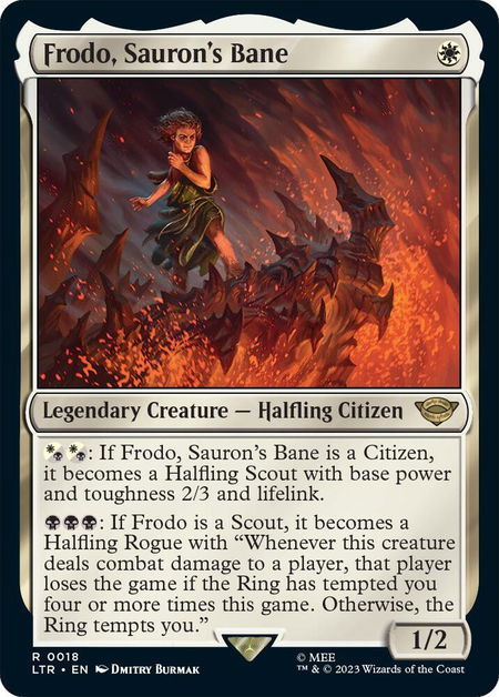 Frodo, Sauron's Bane - Universes Beyond: The Lord of the Rings: Tales of Middle-earth Magic: The Gathering trading card