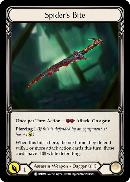 Spider's Bite trading card from Blitz Deck: Outsiders - Uzuri Spider's Bite - Blitz Deck: Outsiders - Uzuri Flesh and Blood trading card