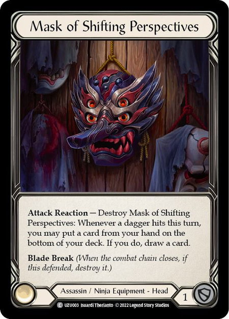 Mask of Shifting Perspectives trading card from Blitz Deck: Outsiders - Uzuri Mask of Shifting Perspectives - Blitz Deck: Outsiders - Uzuri Flesh and Blood trading card