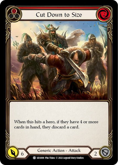 Cut Down to Size (Red) trading card from Blitz Deck: Outsiders - Uzuri Cut Down to Size (Red) - Blitz Deck: Outsiders - Uzuri Flesh and Blood trading card