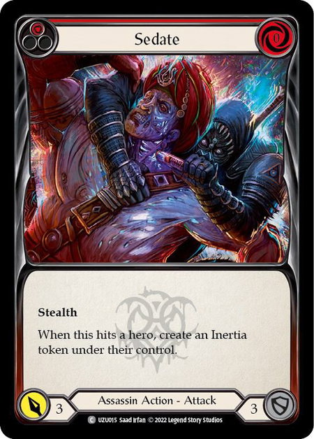 Sedate (Red) trading card from Blitz Deck: Outsiders - Uzuri Sedate (Red) - Blitz Deck: Outsiders - Uzuri Flesh and Blood trading card