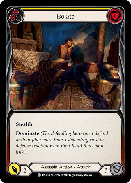 Isolate (Yellow) trading card from Blitz Deck: Outsiders - Uzuri Isolate (Yellow) - Blitz Deck: Outsiders - Uzuri Flesh and Blood trading card