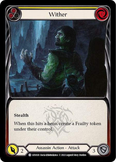 Wither (Yellow) trading card from Blitz Deck: Outsiders - Uzuri Wither (Yellow) - Blitz Deck: Outsiders - Uzuri Flesh and Blood trading card