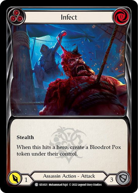 Infect (Blue) trading card from Blitz Deck: Outsiders - Uzuri Infect (Blue) - Blitz Deck: Outsiders - Uzuri Flesh and Blood trading card