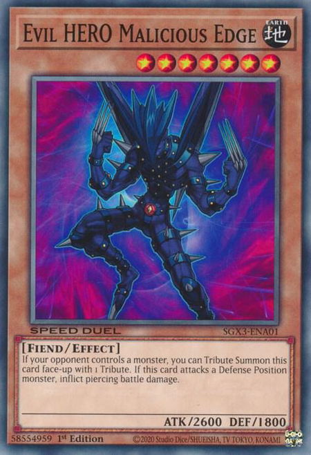 Evil HERO Malicious Edge - Speed Duel GX: Duelists of Shadows YuGiOh trading card